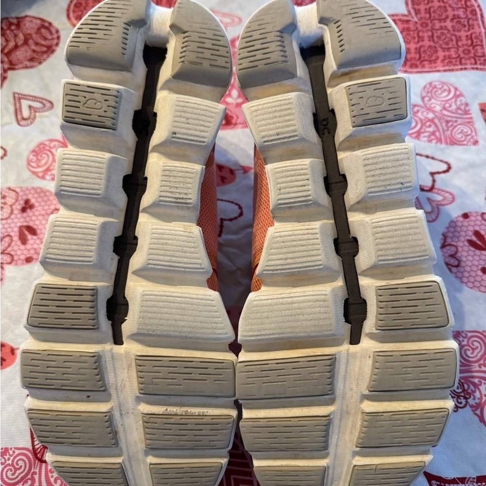 On Running Women's Peach and Gray Sneakers - Picture 5 of 5